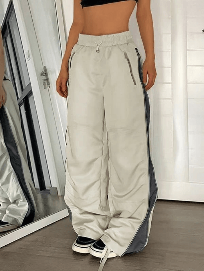 Street Color Contrast Wide Leg Pants - HouseofHalley