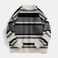 Stripe Embroidery Knitting Sweater