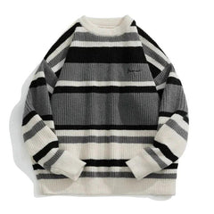 Stripe Embroidery Knitting Sweater