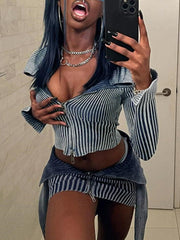 Stripe Zipper Cardigan Knit