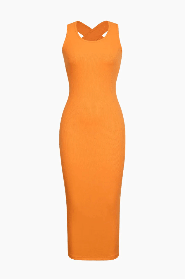 Tie Back Split Bodycon Midi Dress - HouseofHalley