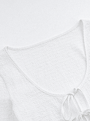 Tie Front Lace Paneled Modern Mesh Crop Cami Top