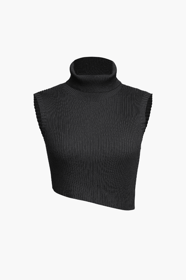 Turtleneck Ribbed Tank Top - HouseofHalley