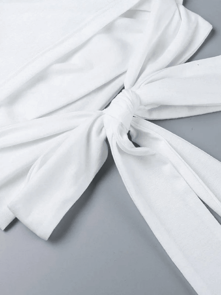 V Neck Bow Long Sleeve Tee - HouseofHalley