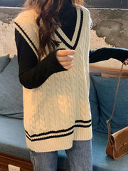 V Neck Graceful Cable Knit Sweater