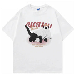 Vintage Cat Graphic Washed T-Shirt