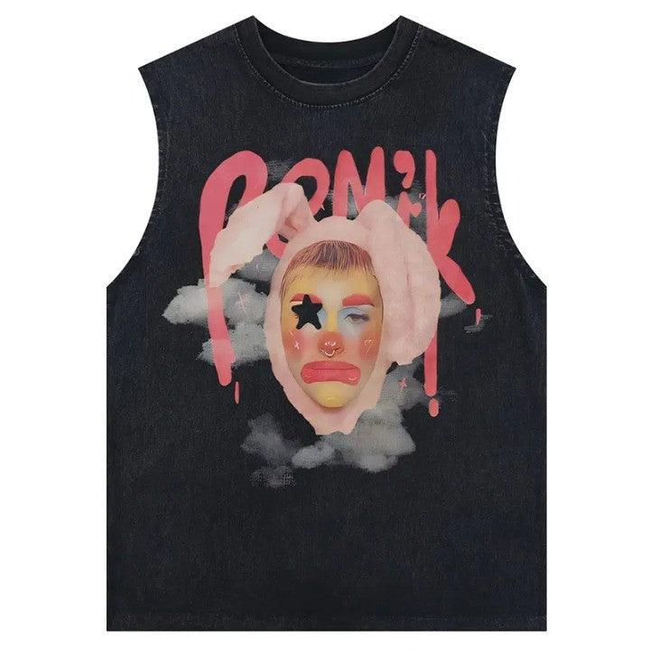 Vintage Clown Print Oversize T-Shirt