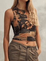 Vintage Face Print Tank Top - HouseofHalley