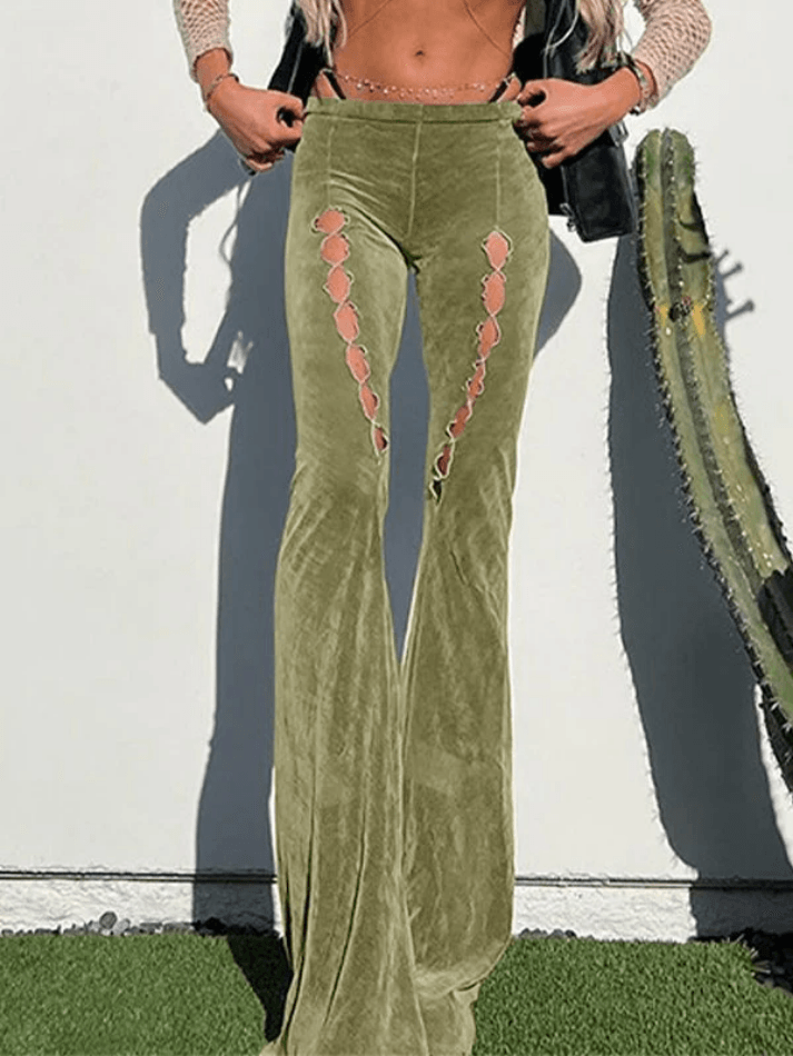 Vintage Hollow Flare Leg Pants - HouseofHalley