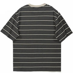 Vintage Retro Casual Striped T Shirt