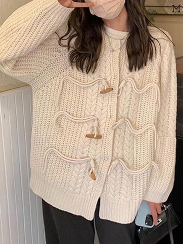 Vintage Twist Design Horn Buckle Cardigan - HouseofHalley