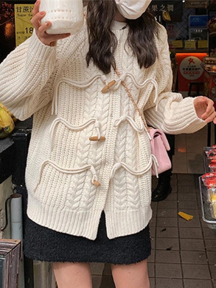 Vintage Twist Design Horn Buckle Cardigan - HouseofHalley