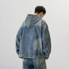 Vintage Washed Denim Hoodie