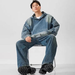 Vintage Washed Denim Hoodie