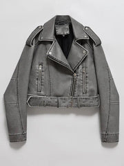 Vintage Washed Faux Leather Jacket