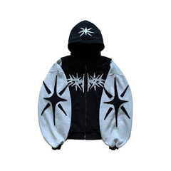 Y2K Vintage Zip-Up Patchwork Hoodie