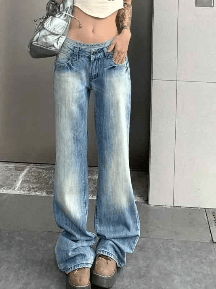 Washed Distressed Low Waist Boyfriend Jeans - HouseofHalley