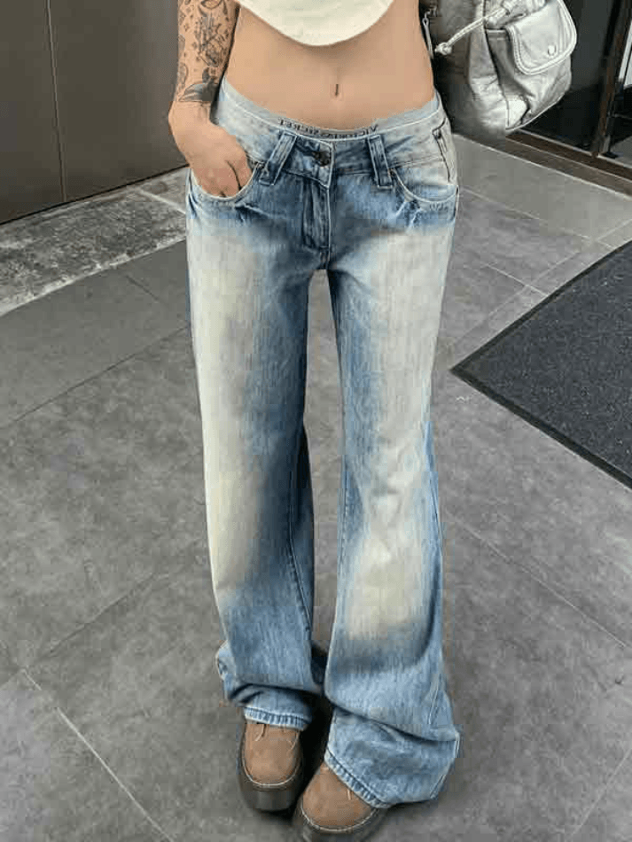 Washed Distressed Low Waist Boyfriend Jeans - HouseofHalley