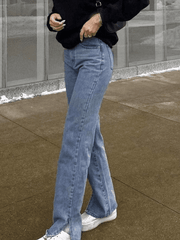 Washed Split Boyfriend Jeans - HouseofHalley