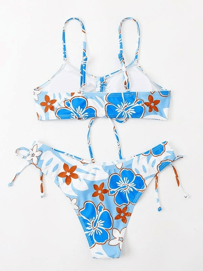 Wave Floral Print Bikini Set