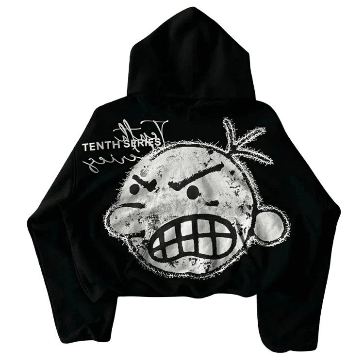 Y2k Angry Cartoon Print Hoodie