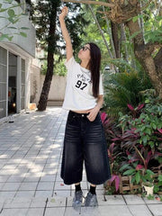 Y2k Black Baggy Denim Jort