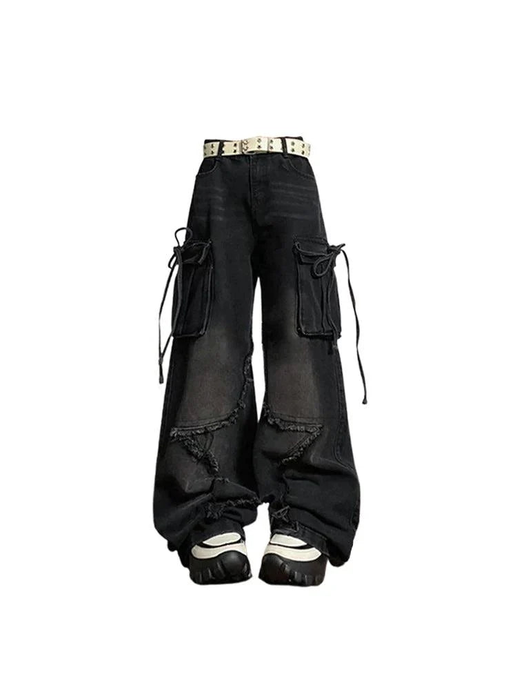 Y2K Black Gothic Cargo Jean