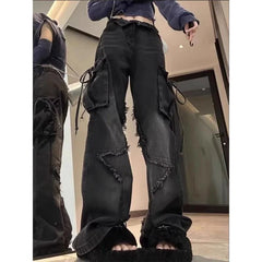 Y2K Black Gothic Cargo Jean