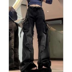 Y2K Black Gothic Cargo Jean
