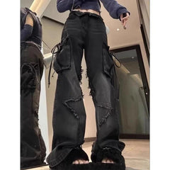 Y2K Black Gothic Cargo Jean