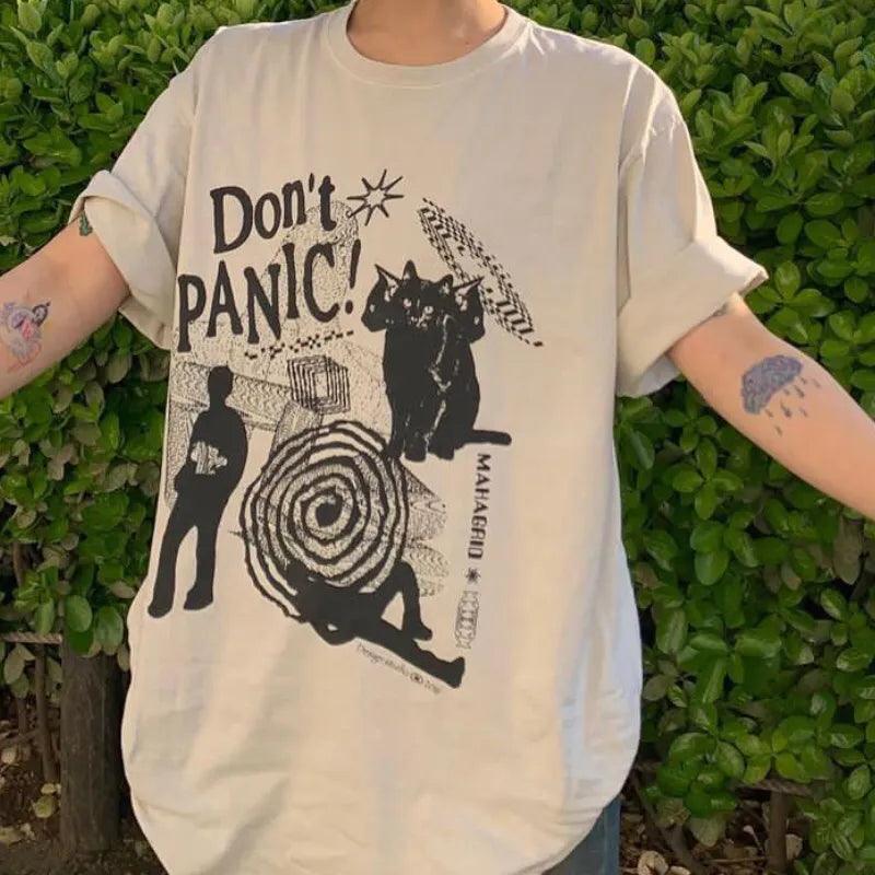 Y2k Don't Panic Printed T-Shirt