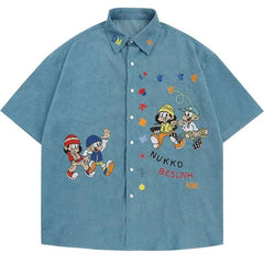 Y2K Embroidery Cartoon Printed Shirt