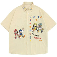 Y2K Embroidery Cartoon Printed Shirt