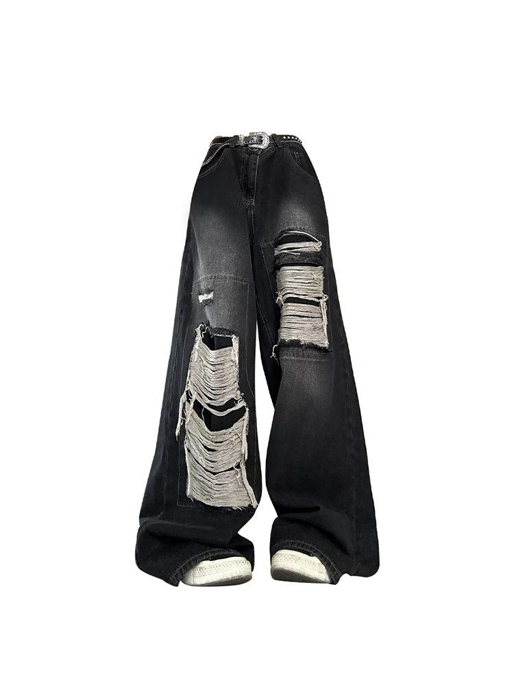 Y2k Gothic Black Ripped Jean
