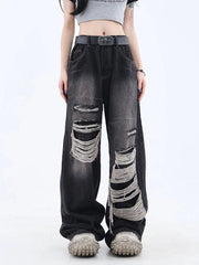 Y2k Gothic Black Ripped Jean