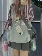 Y2k Harajuku Kawaii Striped Sweatshirt