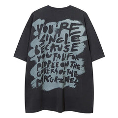 Y2K On Fire Cat Print Oversized T-Shirt