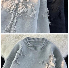 Y2K Retro Hole Fringed Sweater