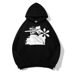 Y2K Shadow Printed Oversized Hoodie