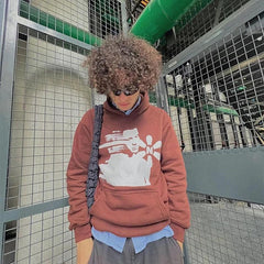 Y2K Shadow Printed Oversized Hoodie