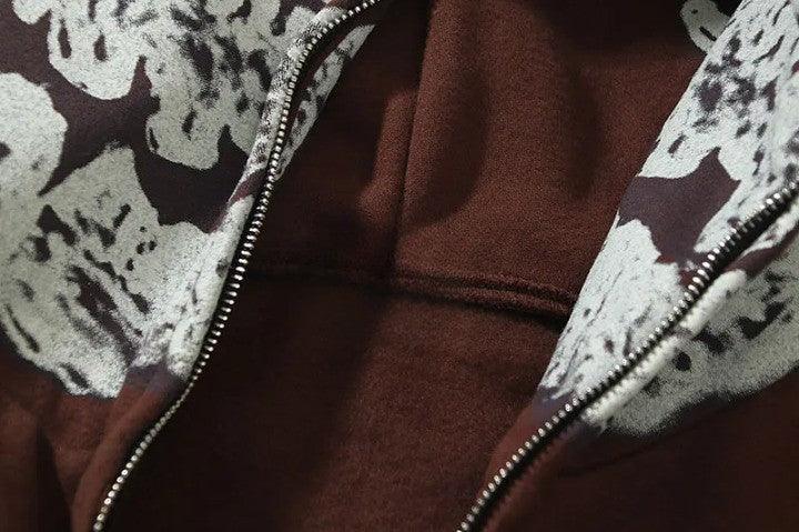 Y2K Skull Skeleton Bones Zipper Hoodie