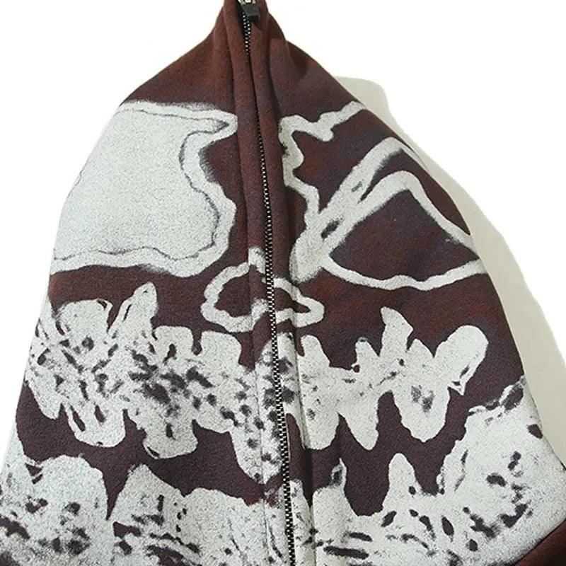 Y2K Skull Skeleton Bones Zipper Hoodie