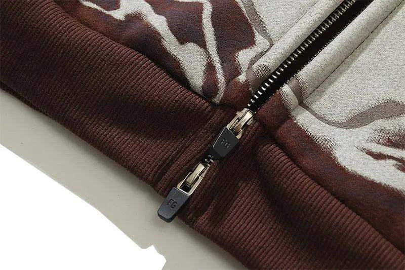 Y2K Skull Skeleton Bones Zipper Hoodie
