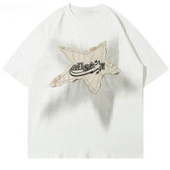 Y2K Star Splicing Oversized T-Shirt