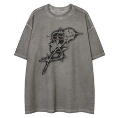 Y2K Thorn Rose Print T-Shirt