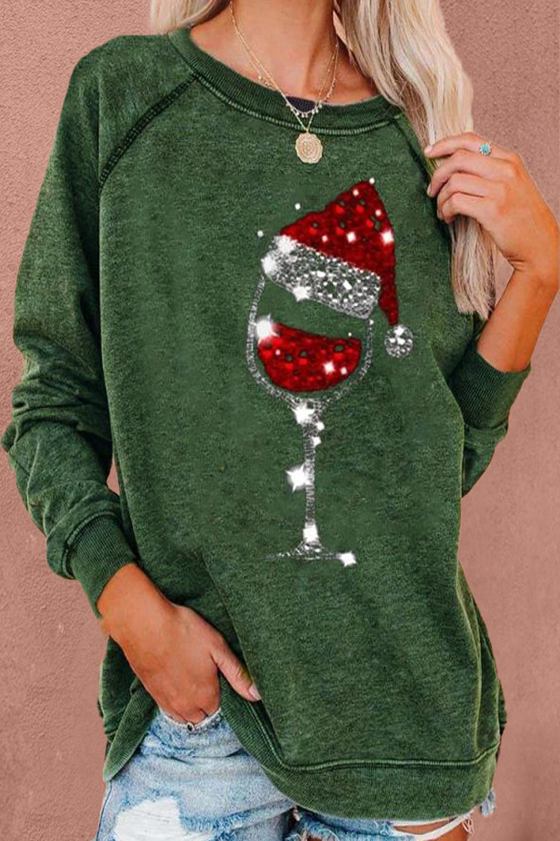 Christmas Hat Round Neck Sweatshirt