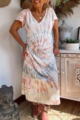 Tie Dye V-Neck Maxi Dress