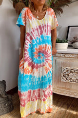 Tie Dye V-Neck Maxi Dress