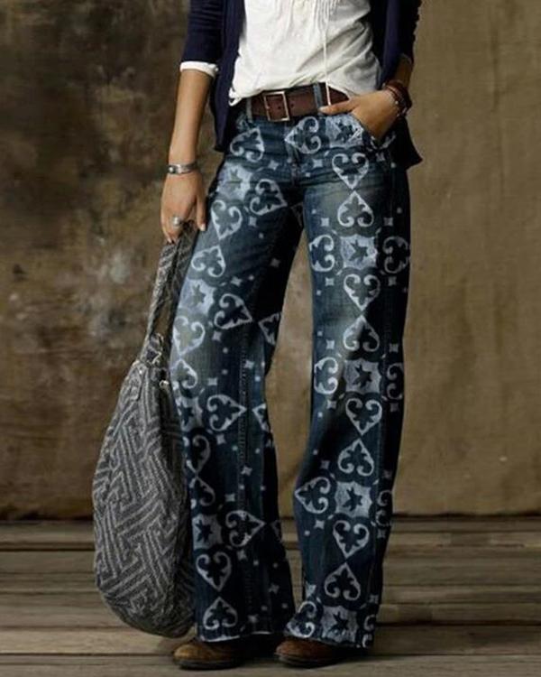 Vintage Pocket Denim Loose Jeans Pants