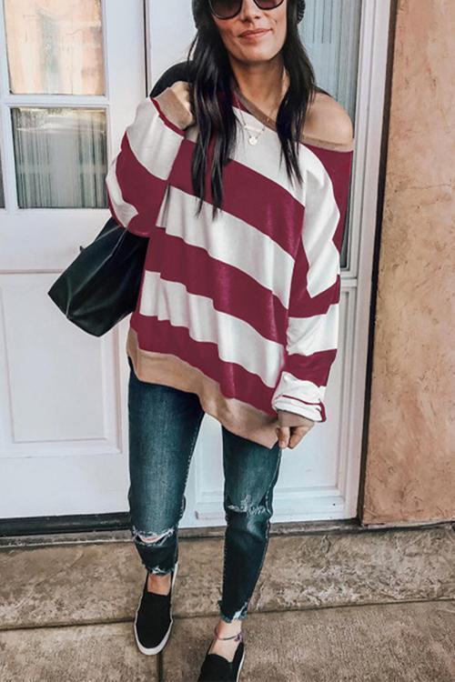 Wide Striped T-Shirt Sweatshirt